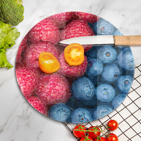 Cutting board Fruit of raspberry and blueberries