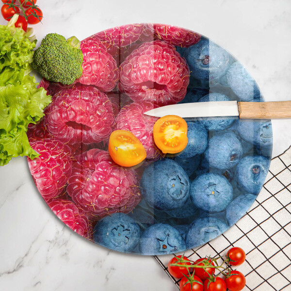 Cutting board Fruit of raspberry and blueberries