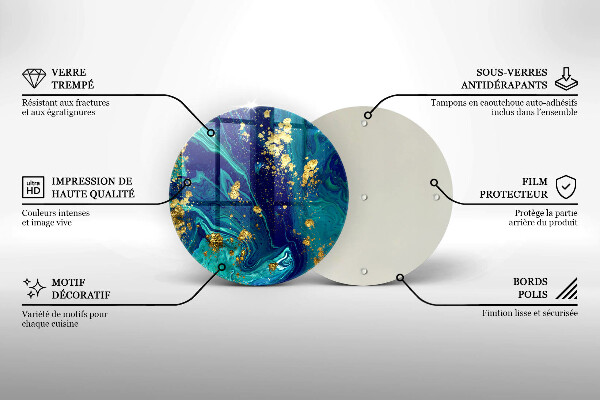 Glass worktop protector Abstraction with gold