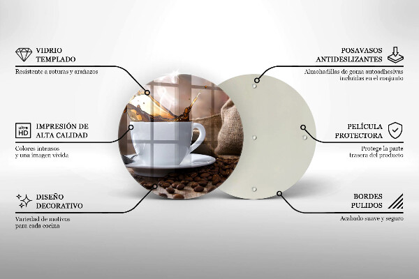 Glass worktop saver Cup and coffee beans