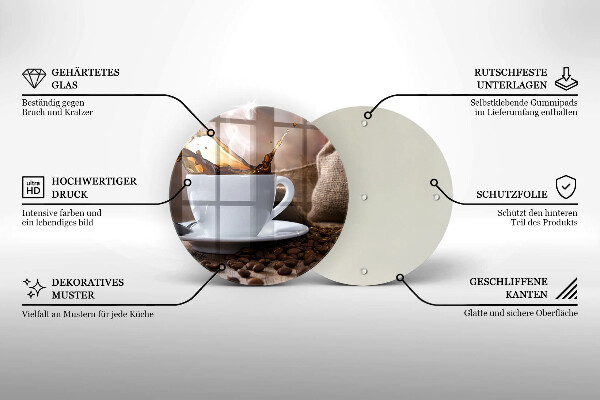 Glass worktop saver Cup and coffee beans