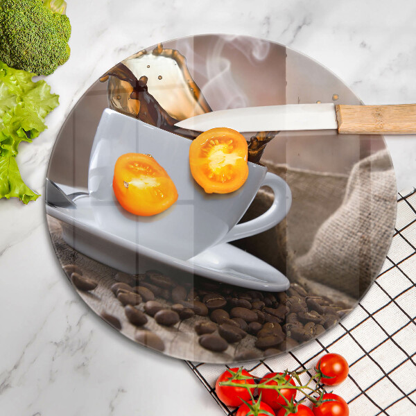 Glass worktop saver Cup and coffee beans