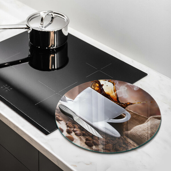 Glass worktop saver Cup and coffee beans