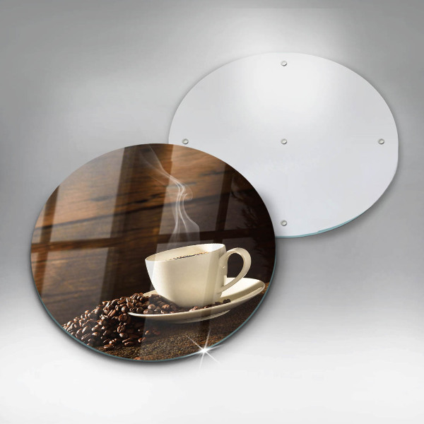 Glass worktop saver Coffee cup wood