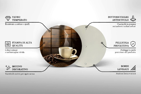 Glass worktop saver Coffee cup wood