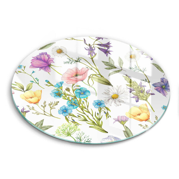 Glass worktop protector Flowers illustration