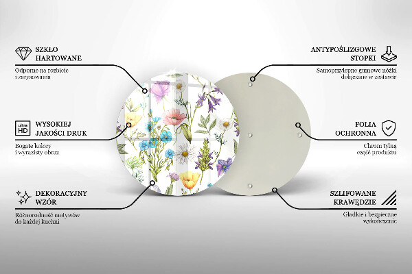Glass worktop protector Flowers illustration