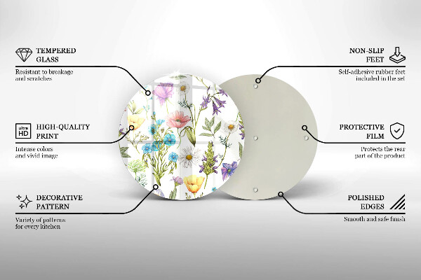 Glass worktop protector Flowers illustration