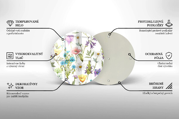 Glass worktop protector Flowers illustration