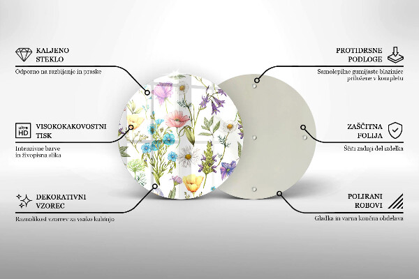 Glass worktop protector Flowers illustration