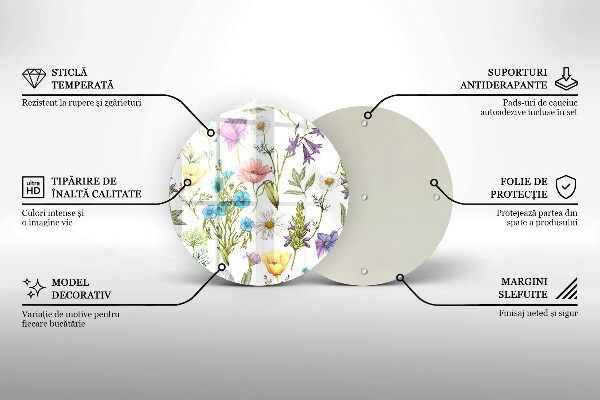 Glass worktop protector Flowers illustration