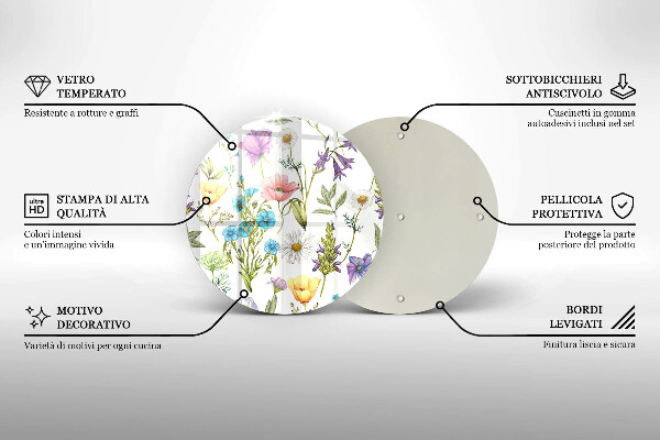 Glass worktop protector Flowers illustration