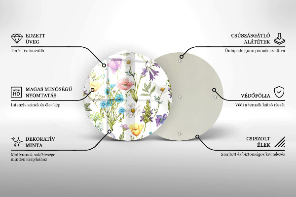 Glass worktop protector Flowers illustration