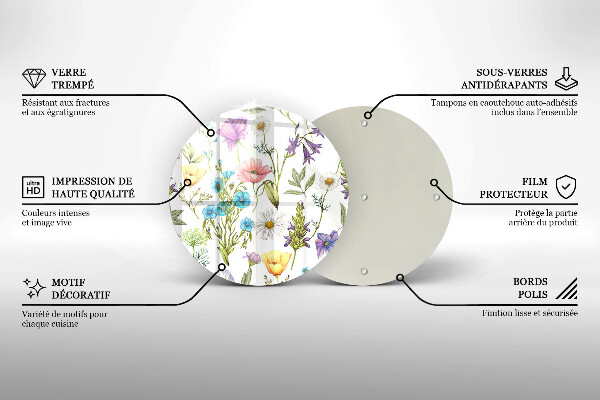 Glass worktop protector Flowers illustration
