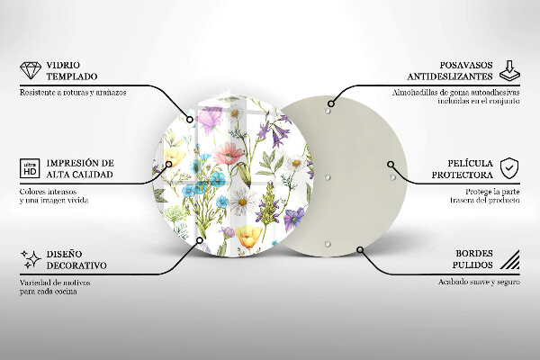 Glass worktop protector Flowers illustration