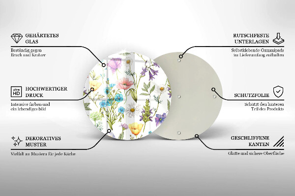 Glass worktop protector Flowers illustration