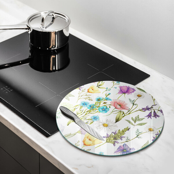 Glass worktop protector Flowers illustration