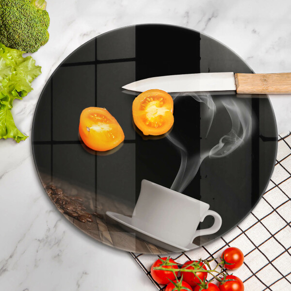 Chopping board glass Coffee cup heart