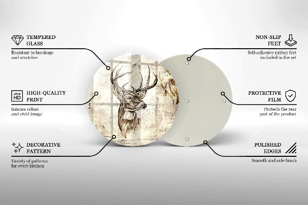 Glass worktop saver Illustration deer animal