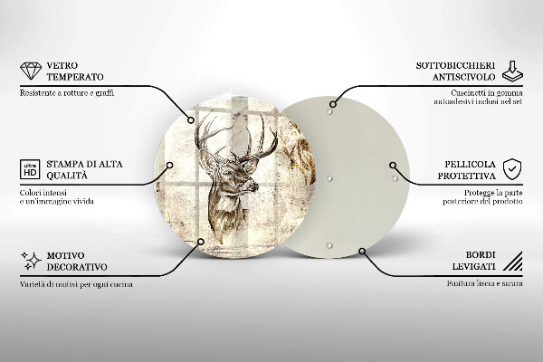 Glass worktop saver Illustration deer animal