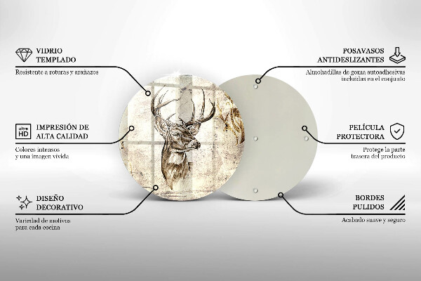 Glass worktop saver Illustration deer animal