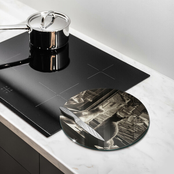 Chopping board Cats city and window