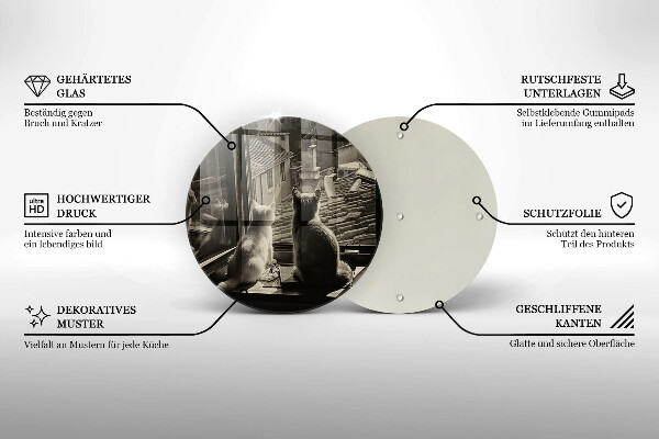 Chopping board Cats city and window