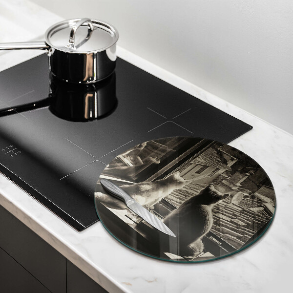 Chopping board Cats city and window