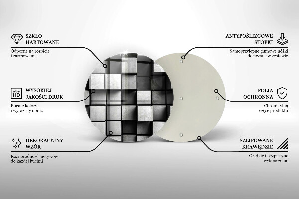 Glass worktop saver 3D square abstraction