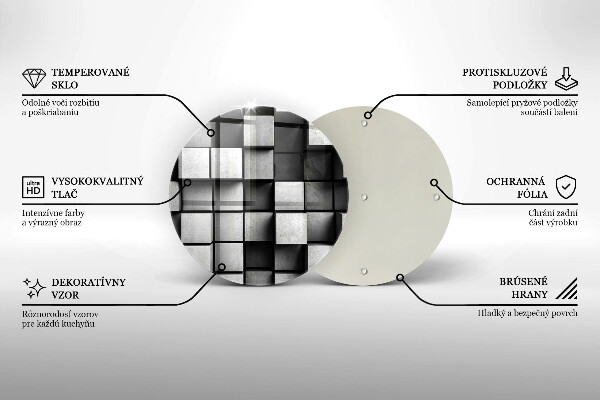 Glass worktop saver 3D square abstraction