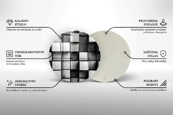 Glass worktop saver 3D square abstraction