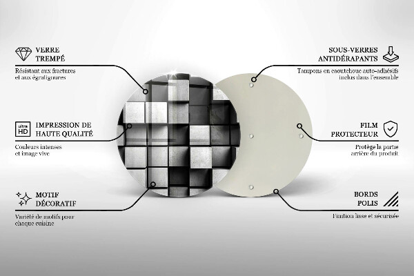 Glass worktop saver 3D square abstraction