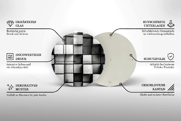 Glass worktop saver 3D square abstraction