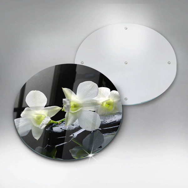 Glass worktop saver Zen white flowers in water