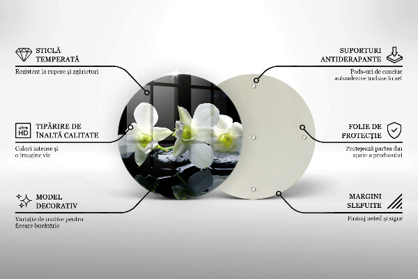 Glass worktop saver Zen white flowers in water