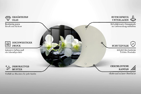 Glass worktop saver Zen white flowers in water