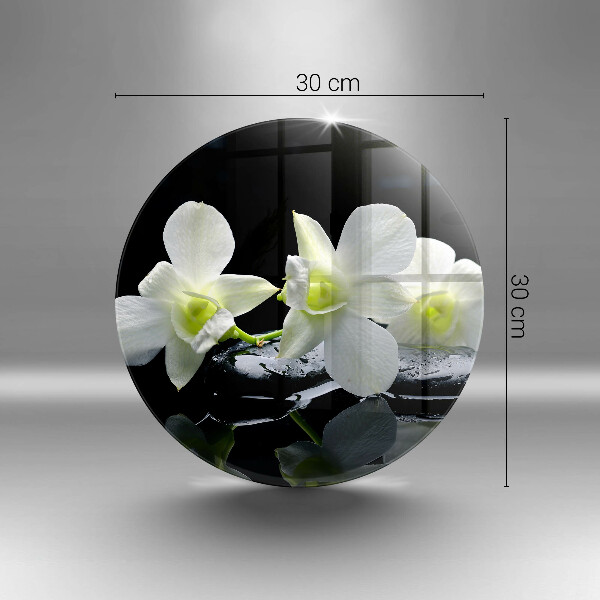 Glass worktop saver Zen white flowers in water