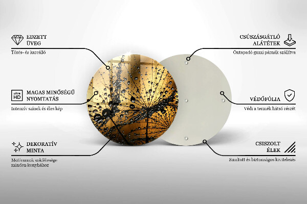 Glass worktop saver Rosa and dandelions