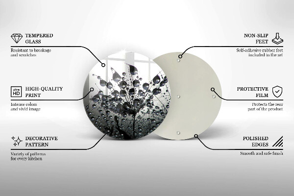 Glass worktop saver Dandelions and dew