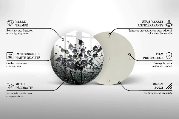 Glass worktop saver Dandelions and dew