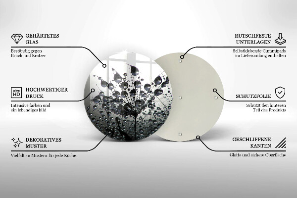 Glass worktop saver Dandelions and dew