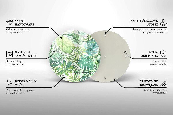 Glass worktop protector Boho watercolors leaves