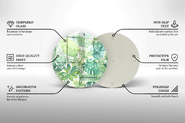 Glass worktop protector Boho watercolors leaves