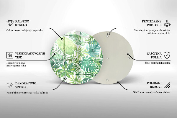 Glass worktop protector Boho watercolors leaves