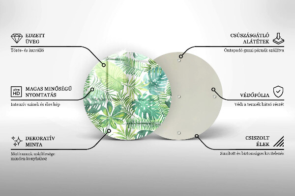 Glass worktop protector Boho watercolors leaves