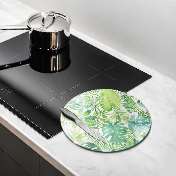 Glass worktop protector Boho watercolors leaves