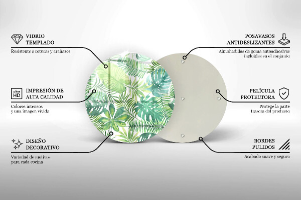 Glass worktop protector Boho watercolors leaves