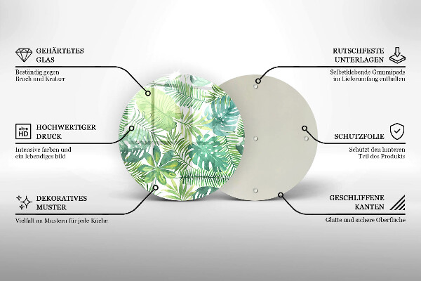 Glass worktop protector Boho watercolors leaves