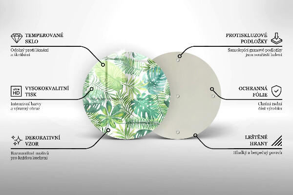 Glass worktop protector Boho watercolors leaves