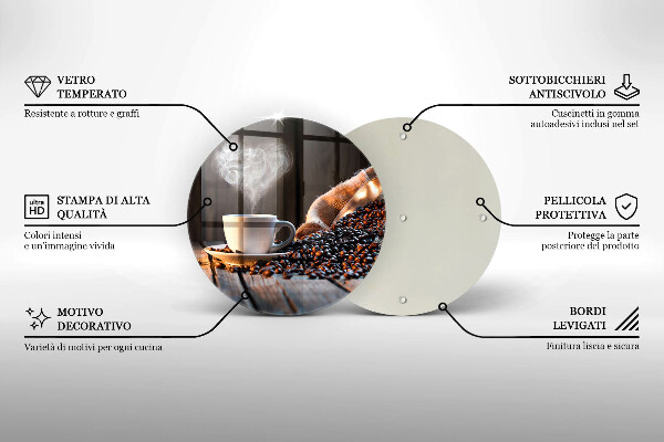 Chopping board glass Coffee cup and heart